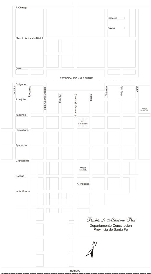Mapa de M&aacute;ximo Paz, Santa Fe